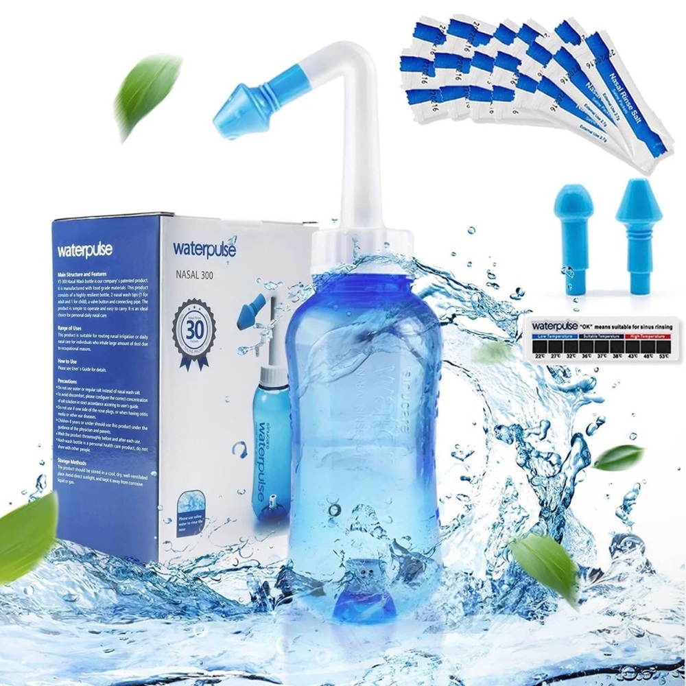 Waterpulse Sinus Rinse Kit Neti Pot Nasal 300 Nasal Wash Bottle YT-300